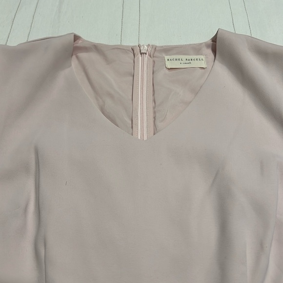 Rachel Parcell Dusty Pink Midi Dress Gathered Lantern Sleeves XS - Picture 5 of 13